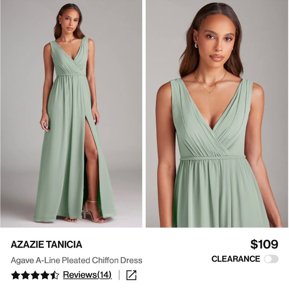 Azazie Tanicia Maxi Dress in Agave Green